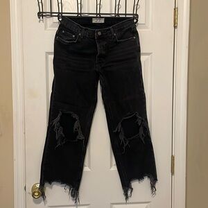 Free People Distressed Black Jeans
